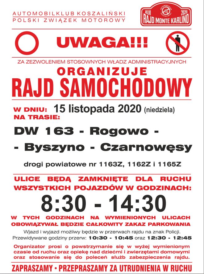 Rajd Monte Karlino. Utrudnienia w ruchu Rajd Monte Karlino. Utrudnienia w ruchu